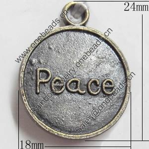 Pendant Zinc Alloy Jewelry Findings, 18x24mm，Sold by PC