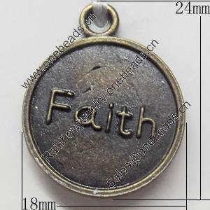 Pendant Zinc Alloy Jewelry Findings, 18x24mm，Sold by PC