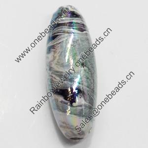 Acrylic Beads Plated AB, Oval, 12x30mm, Sold by Bag