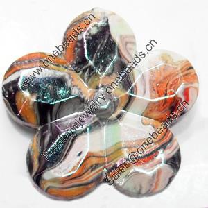 Acrylic Beads Plated AB, Flower, 31mm, Sold by Bag