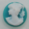 Cameos Resin Beads, No-Hole Jewelry findings, Flat Round 10mm, Sold by Bag