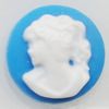 Cameos Resin Beads, No-Hole Jewelry findings, Flat Round 13mm, Sold by Bag