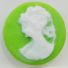 Cameos Resin Beads, No-Hole Jewelry findings, Flat Round 15mm, Sold by Bag