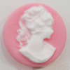 Cameos Resin Beads, No-Hole Jewelry findings, Flat Round 15mm, Sold by Bag