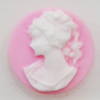 Cameos Resin Beads, No-Hole Jewelry findings, Flat Round 16mm, Sold by Bag