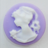 Cameos Resin Beads, No-Hole Jewelry findings, Flat Round 18mm, Sold by Bag