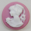 Cameos Resin Beads, No-Hole Jewelry findings, Flat Round 20mm, Sold by Bag