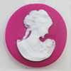 Cameos Resin Beads, No-Hole Jewelry findings, Flat Round 24mm, Sold by Bag