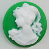 Cameos Resin Beads, No-Hole Jewelry findings, Flat Round 28mm, Sold by Bag