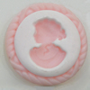 Cameos Resin Beads, No-Hole Jewelry findings, Flat Round 32mm, Sold by Bag