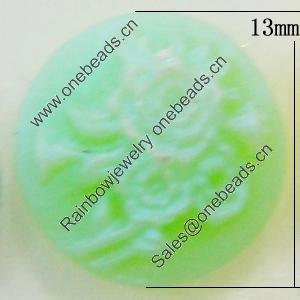 Cameos Resin Beads, No-Hole Jewelry findings, Flat Round 13mm, Sold by Bag