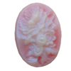 Cameos Resin Beads, No-Hole Jewelry findings, Flat Oval 12x17mm, Sold by Bag