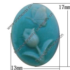 Cameos Resin Beads, No-Hole Jewelry findings, Flat Oval 13x17mm, Sold by Bag