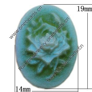 Cameos Resin Beads, No-Hole Jewelry findings, Flat Oval 14x19mm, Sold by Bag
