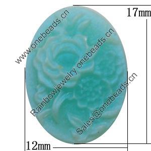 Cameos Resin Beads, No-Hole Jewelry findings, Flat Oval 12x17mm, Sold by Bag