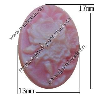 Cameos Resin Beads, No-Hole Jewelry findings, Flat Oval 13x17mm, Sold by Bag