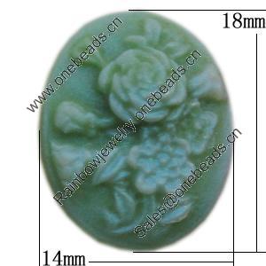 Cameos Resin Beads, No-Hole Jewelry findings, Flat Oval 14x18mm, Sold by Bag
