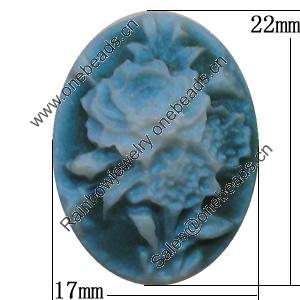 Cameos Resin Beads, No-Hole Jewelry findings, Flat Oval 17x22mm, Sold by Bag