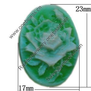 Cameos Resin Beads, No-Hole Jewelry findings, Flat Oval 17x23mm, Sold by Bag