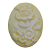 Cameos Resin Beads, No-Hole Jewelry findings, Flat Oval 23x30mm, Sold by Bag