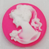 Cameos Resin Beads, No-Hole Jewelry findings, Flat Round 29mm, Sold by Bag