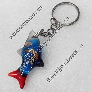 Resin Key Chain，Mix Colour, Length Approx 8.7cm, Sold by PC