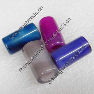 European Style Agate Beads, Mix Colour, Tube, 25x15mm Hole:9mm, Sold by PC