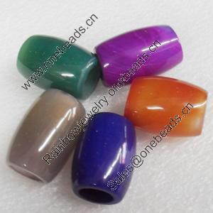 European Style Agate Beads, Mix Colour, Drum, 27x18mm Hole:9mm, Sold by PC