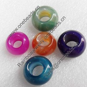 European Style Agate Beads, Mix Colour, Rondelle, 22x13mm Hole:10mm, Sold by PC