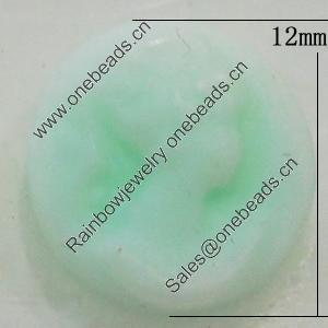 Cameos Resin Beads, No-Hole Jewelry findings, Flat Round 12mm, Sold by Bag