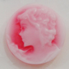 Cameos Resin Beads, No-Hole Jewelry findings, Flat Round 17mm, Sold by Bag