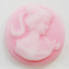 Cameos Resin Beads, No-Hole Jewelry findings, Flat Round 18mm, Sold by Bag