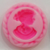 Cameos Resin Beads, No-Hole Jewelry findings, Flat Round 19mm, Sold by Bag