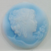 Cameos Resin Beads, No-Hole Jewelry findings, Flat Round 22mm, Sold by Bag