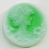 Cameos Resin Beads, No-Hole Jewelry findings, Flat Round 24mm, Sold by Bag