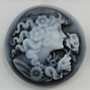 Cameos Resin Beads, No-Hole Jewelry findings, Flat Round 26mm, Sold by Bag