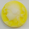 Cameos Resin Beads, No-Hole Jewelry findings, Flat Round 28mm, Sold by Bag