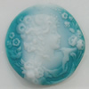 Cameos Resin Beads, No-Hole Jewelry findings, Flat Round 46mm, Sold by Bag