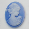 Cameos Resin Beads, No-Hole Jewelry findings, Flat Oval 23x30mm, Sold by Bag