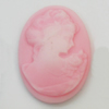 Cameos Resin Beads, No-Hole Jewelry findings, Flat Oval 26x35mm, Sold by Bag