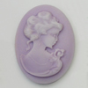 Cameos Resin Beads, No-Hole Jewelry findings, Flat Oval 28x38mm, Sold by Bag