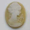 Cameos Resin Beads, No-Hole Jewelry findings, Flat Oval 24x31mm, Sold by Bag