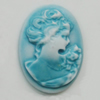 Cameos Resin Beads, No-Hole Jewelry findings, Flat Oval 27x37mm, Sold by Bag