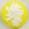 Cameos Resin Beads, No-Hole Jewelry findings, Flat Round 18mm, Sold by Bag