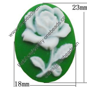 Cameos Resin Beads, No-Hole Jewelry findings, Flat Oval 18x23mm, Sold by Bag