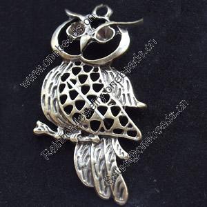 Pendant, Zinc Alloy Jewelry Findings Lead-free, Die Eule, 26x53mm, Sold by Bag