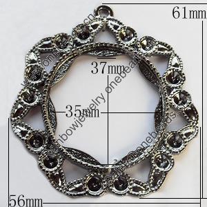 Zinc Alloy Cabochon Settings, Outside diameter:56x61mm, Interior diameter:35x37mm,Sold by Bag