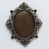 Zinc Alloy Cabochon Settings, Outside diameter:48x58mm, Interior diameter:29x37mm,Sold by Bag