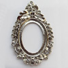 Zinc Alloy Cabochon Settings, Outside diameter:43x68mm, Interior diameter:28x37mm,Sold by Bag