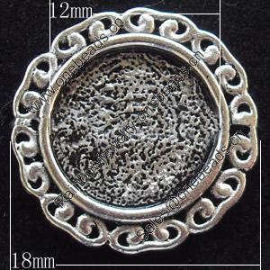 Zinc Alloy Cabochon Settings, Outside diameter:18mm, Interior diameter:12mm,Sold by Bag